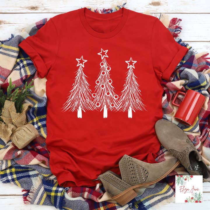 Camiseta branca com gráficos de Natal para férias de inverno por atacado de Eliza Jane Designs