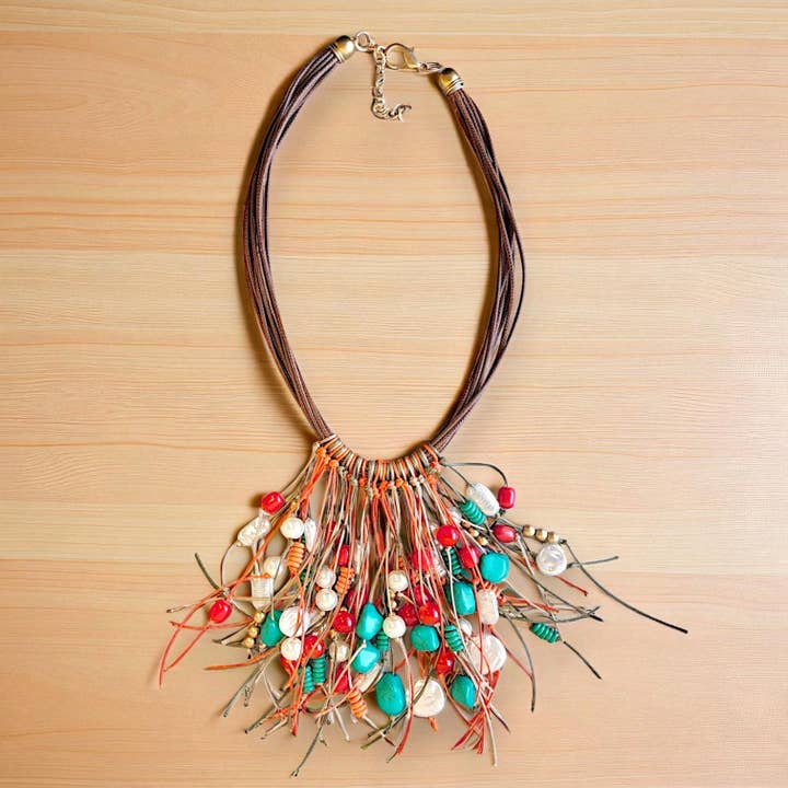 Collana con Frange Boho con Perline | Boho | Gioielli Statement per la vendita all'ingrosso da parte di Bijoux Envie Statement Jewelry