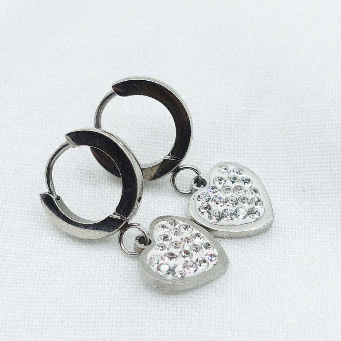 Daemon srls – wholesale Huggie earrings – LUCY ~ Zircons heart Stainless Steel Earrings23