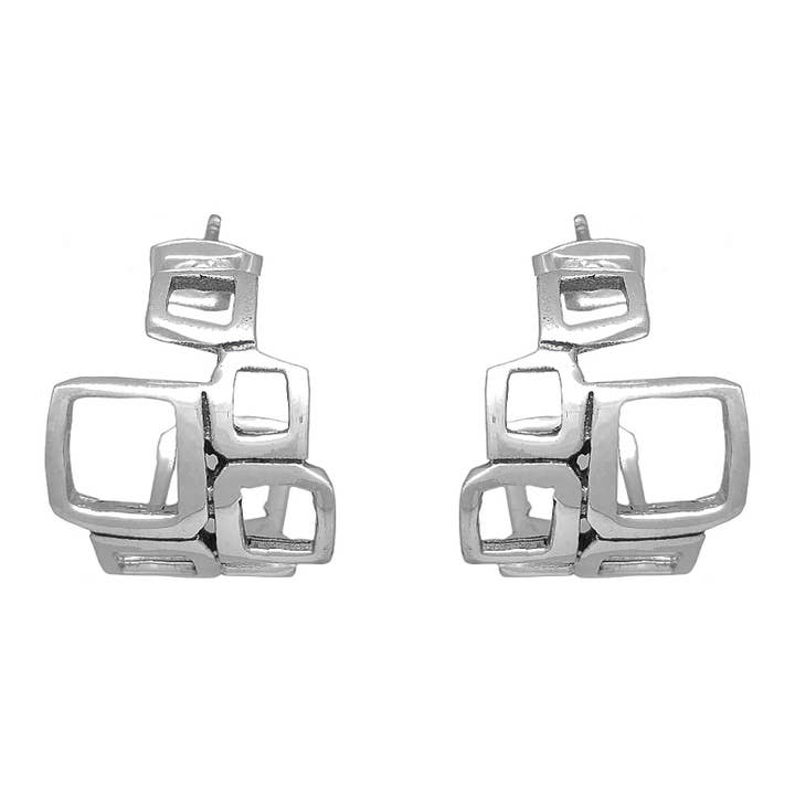 Sterling Silver Hoop with Mod Squares for wholesale by SITA