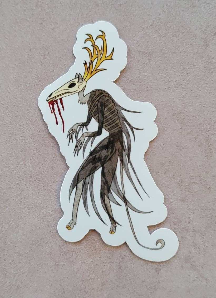 Hawburns Studio - Wholesale Sticker - Wendigo Cryptid Decal Waterproof Spooky Antler Sticker1