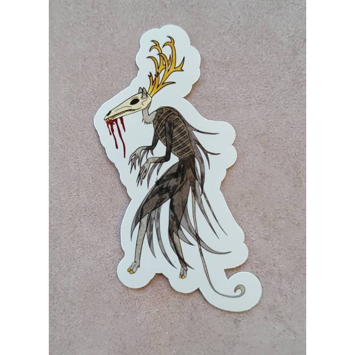 Hawburns Studio - Wholesale Sticker - Wendigo Cryptid Decal Waterproof Spooky Antler Sticker1