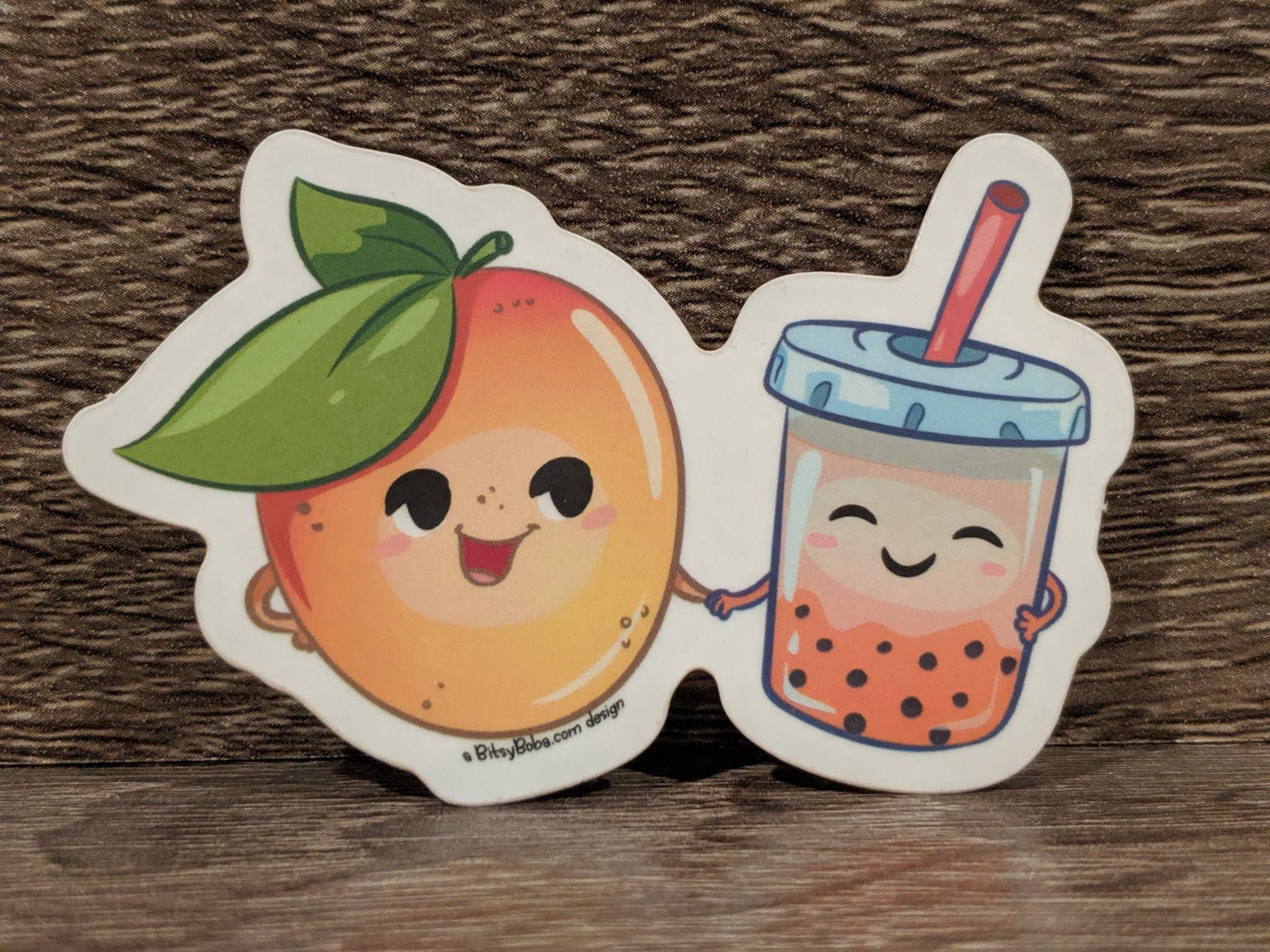 Bitsy Boba - Wholesale Sticker - Mango Bubble Tea Boba Lover Sticker | Mango Boba Tea Sticker2