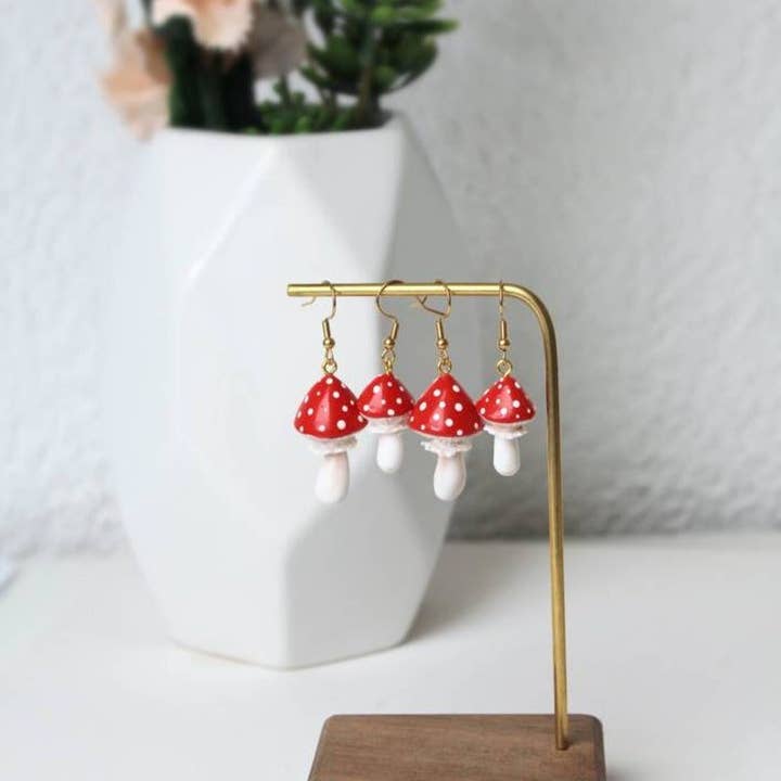 Studio Niani - Wholesale Dangle Earrings - Handmade Mushroom Earrings, Polymer Clay Earrings, Autumn1