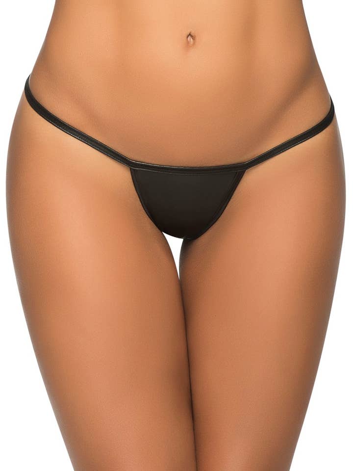 String ficelle en Y wetlook noir pour la vente par Mapalé