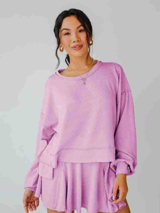 Marayn - Wholesale Top & Skirt Set - Women's - Autumn Ribbed Set Lantern Sleeve Top  Pleated Skirt33