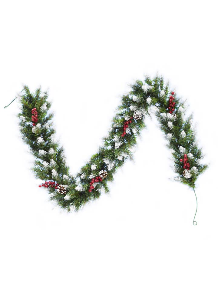 Snow Flocked Camdon Fir Garland 12" X 6', 160 Tips for wholesale by Perfect Holiday