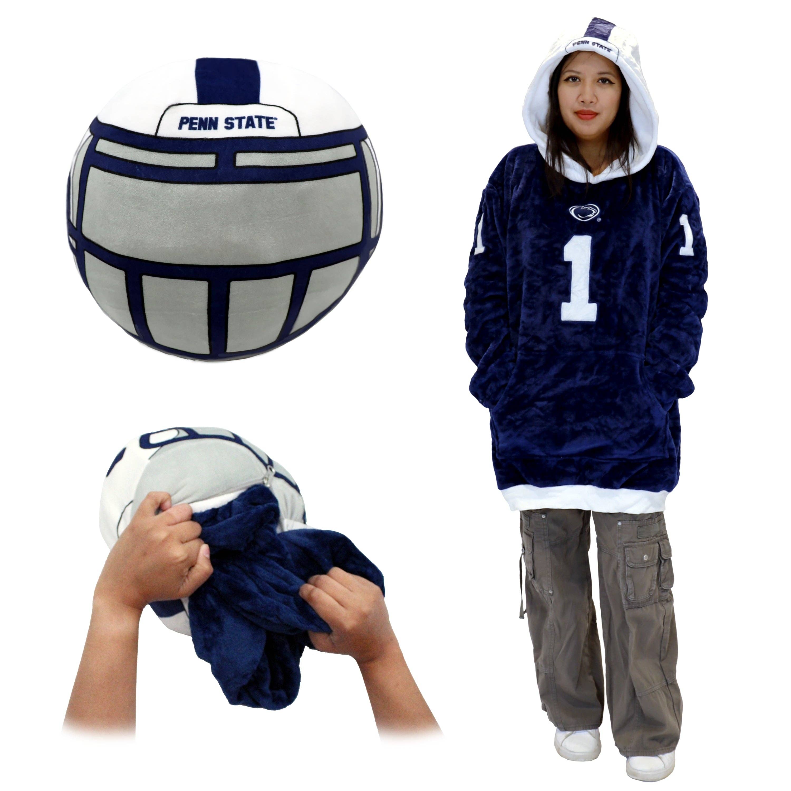 OrangeOnions - Wholesale Throw Blanket - Penn State University Helmet Blanket Hoodie & Pillow0