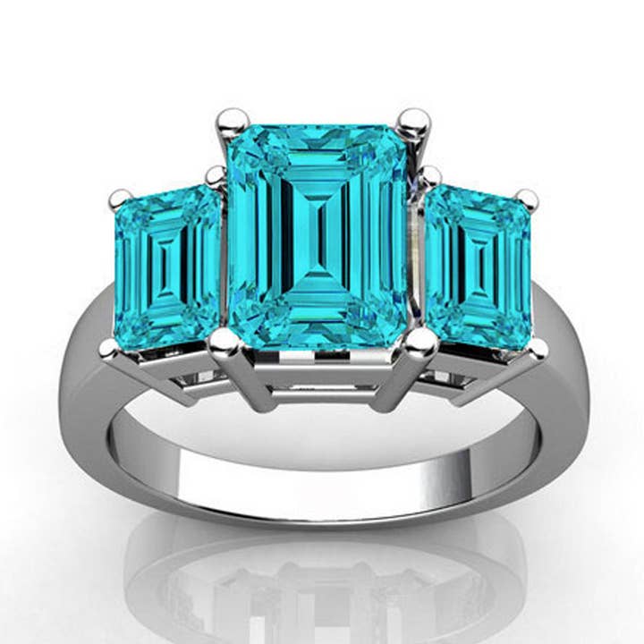 Conjunto de Anel e Brincos com Cristais Swarovski® Lapidação Esmeralda por atacado de Glimmering Handmade