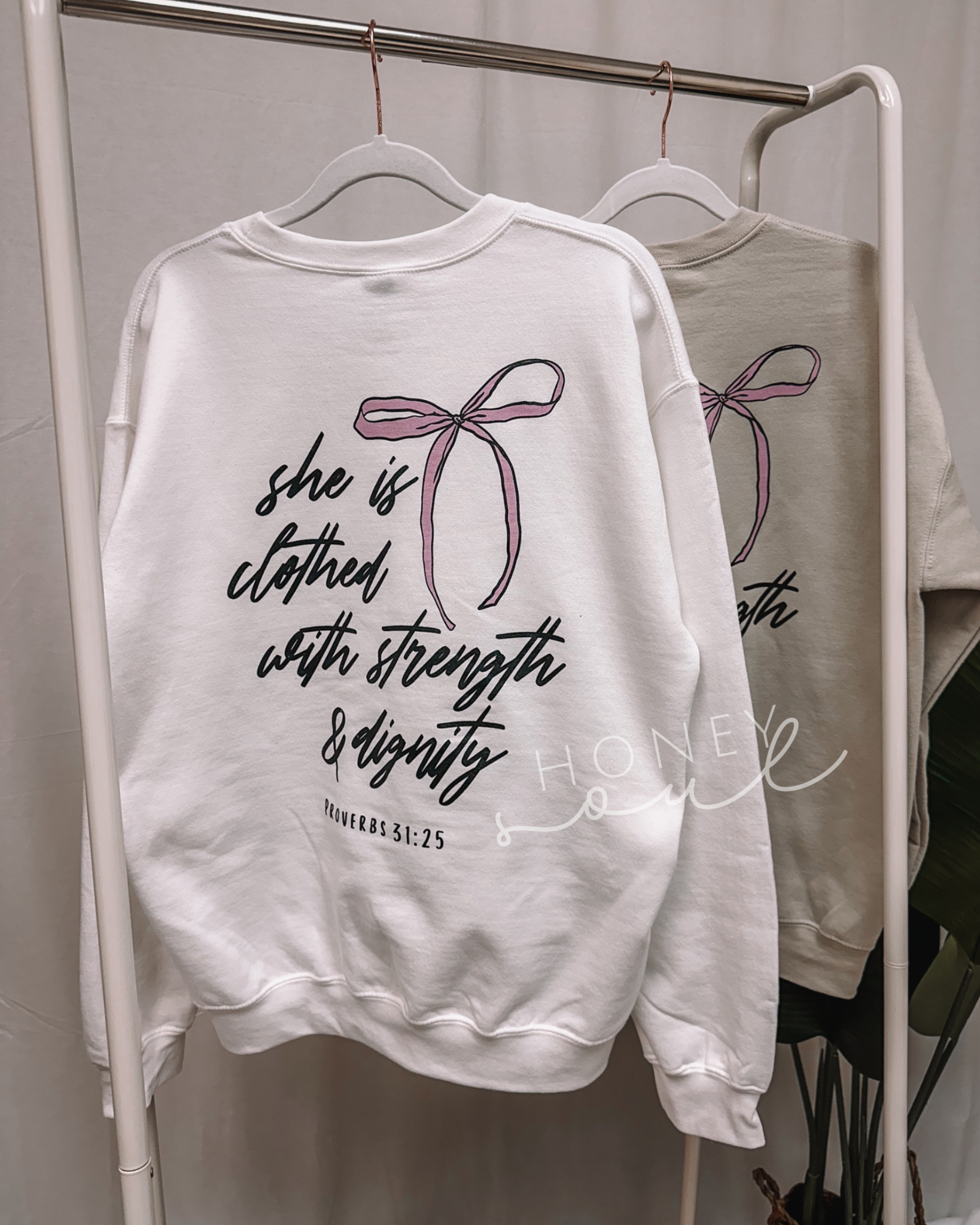 Honey Soul LLC - Wholesale Graphic Sweatshirt - Women's - She Is Clothed Bow Sweatshirt1
