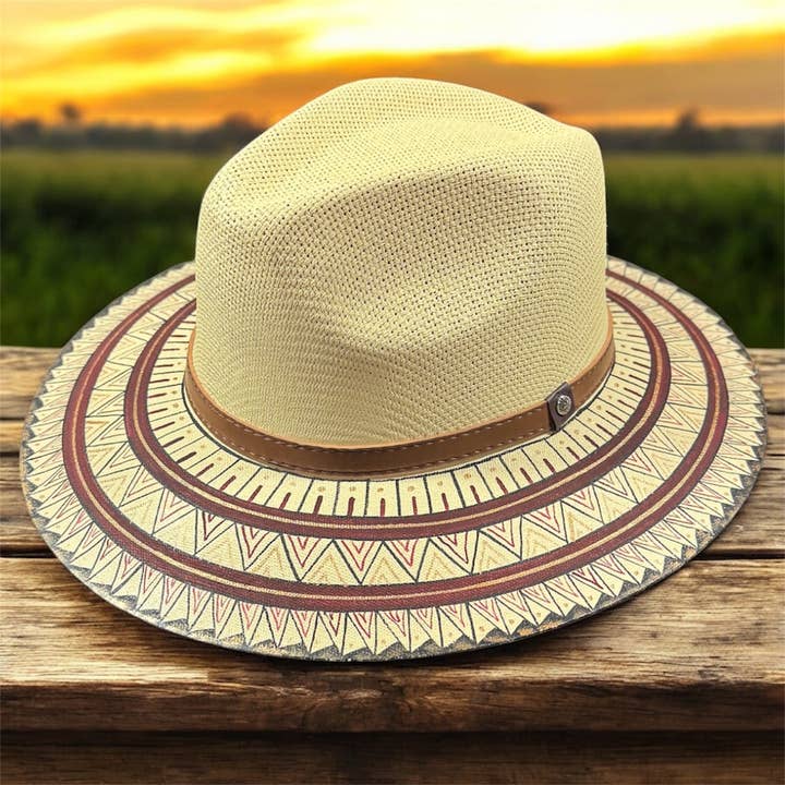 GMCE Global Trading, LLC - Wholesale Straw Hat - Unisex - Premium Detailed Hand-Painted Palm Straw Fedora Hat 7
