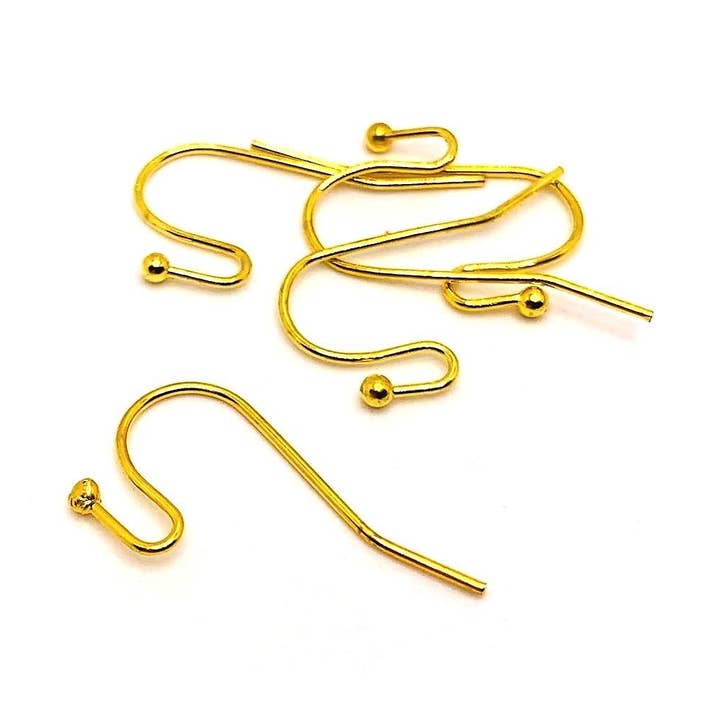 Gold Plated Shepherd Fish Hook Earring Wires, 21x12mm for wholesale by Guerrilla Charm