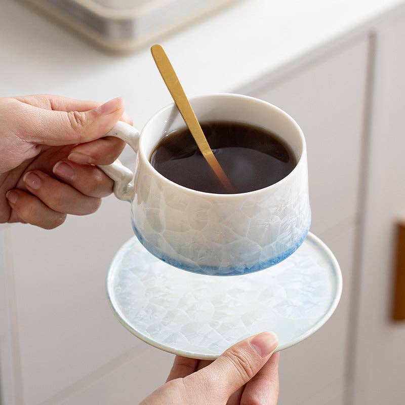 Gohobi （We cover U.S. import duties） – Großhandel Tee-/Kaffeetasse – Gohobi Kristallglasierte Kaffeetasse mit Untertasse 0138