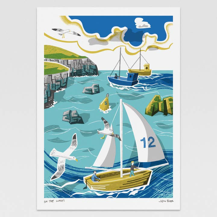 "On the Waves" digitally printed print for wholesale by John Bloor Printmaker