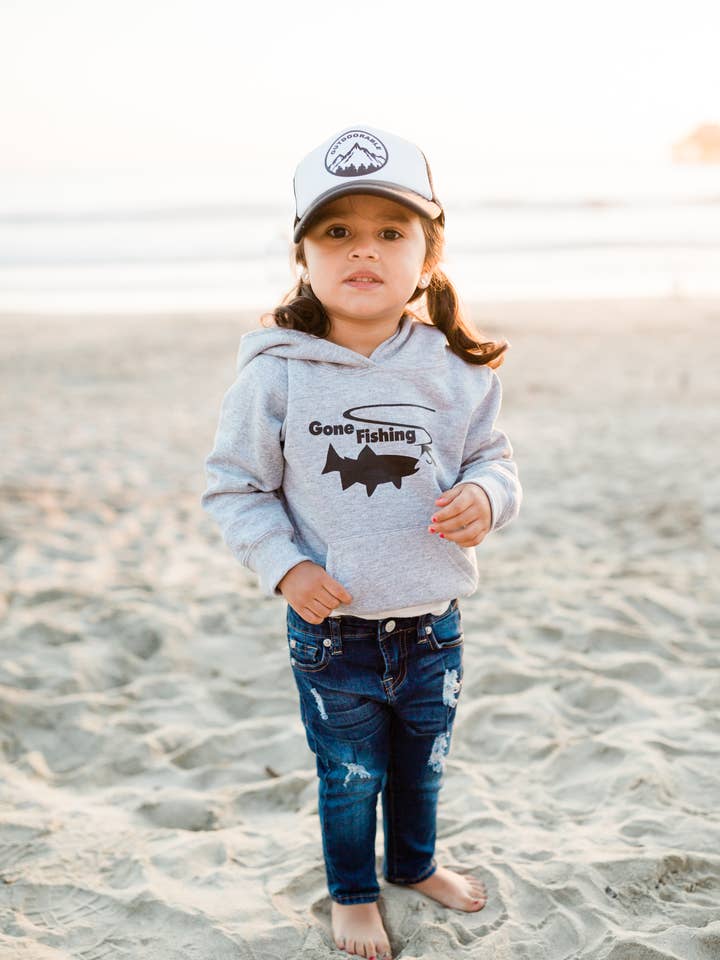 Outdoorable Apparel - Vente Sweat à capuche – enfant - Sweat à capuche gris lourd