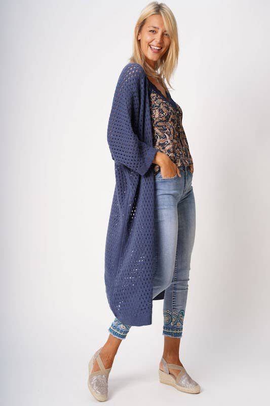 Blue Knit Cut-Out Cardigan for wholesale on Faire0