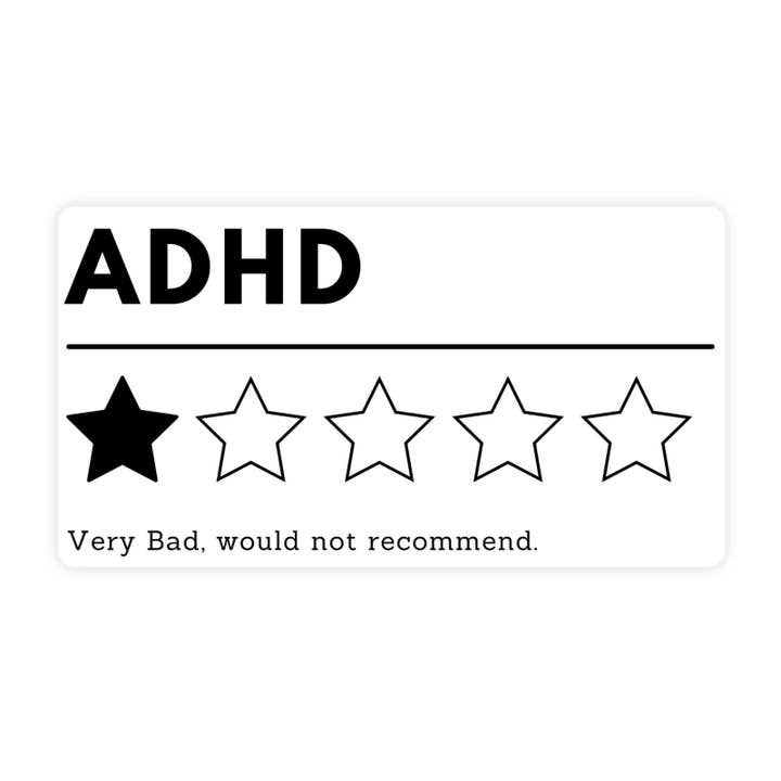 Sticker Bull - Wholesale Sticker - ADHD Would Not Recommend Sticker, Vinyl Stickers, Meme Sticker, Meme, Funny Sticker, Bumper Sticker Funny, Stickers, ADHD Sticker, Self Help