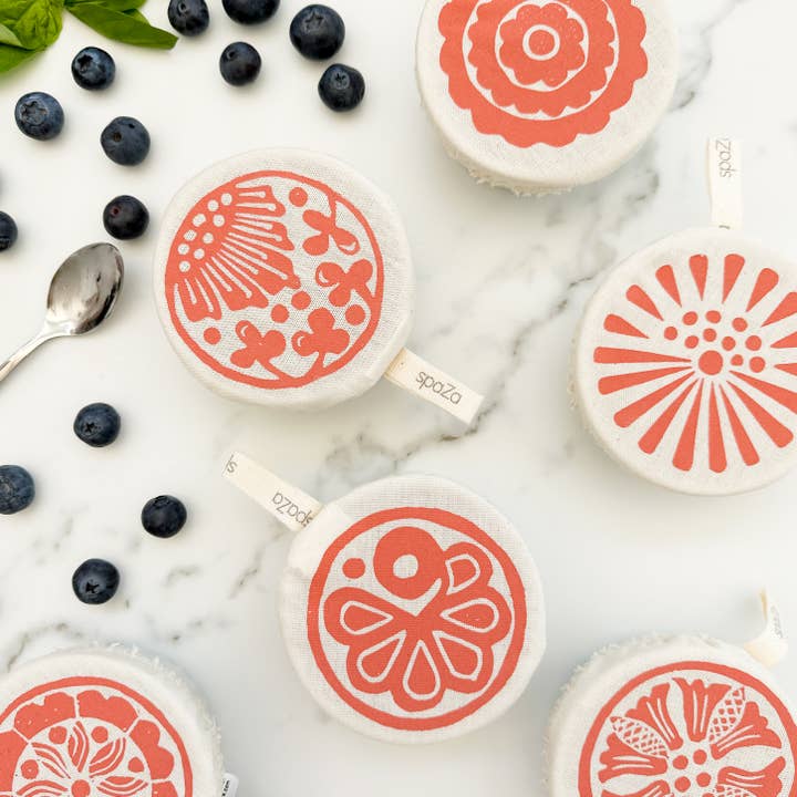 Halo Dish Covers - Wholesale Food Storage Wrap/Bag - Tiny Top 3 inch/8 cm Cotton Cover 6 pack for Jars, Carafes,3