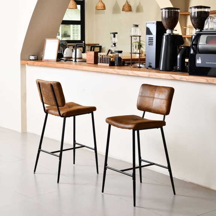 HOMYCASA DESIGN INC - Wholesale Stool - Rustic Suede Counter Height Bar Stool with Metal Frame