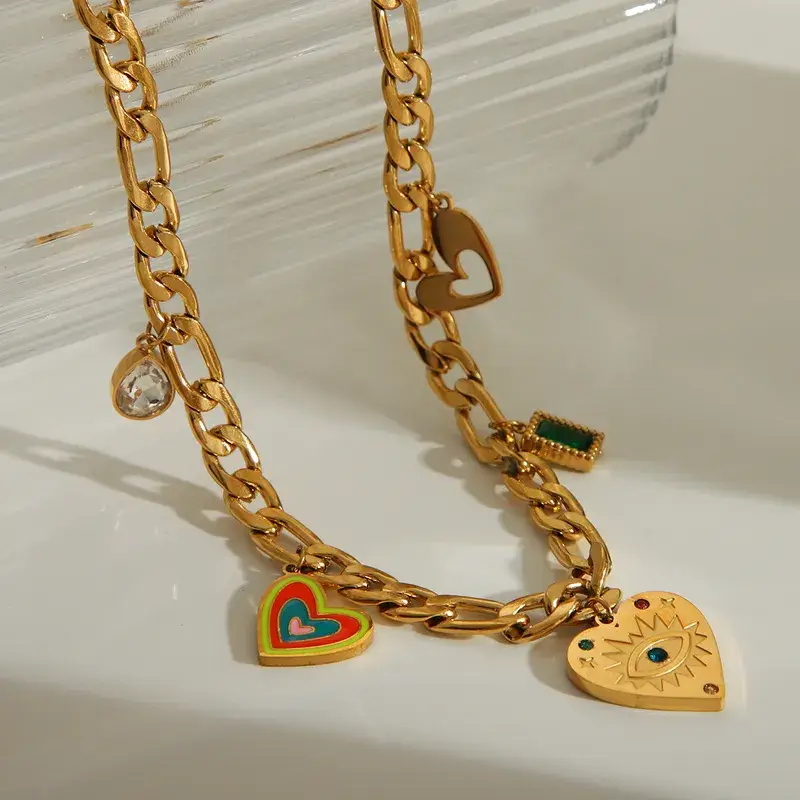 Sweet Cherry Sky - Wholesale Pendant/Charm Necklace - 18K Gold Plated Heart Charm Necklace Jewelry5