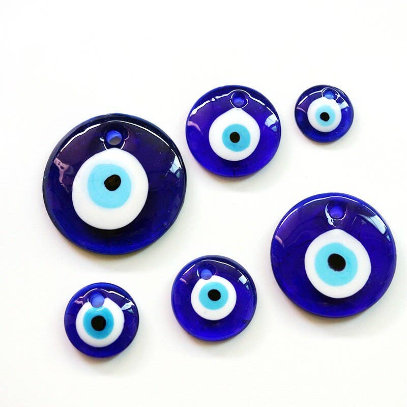 Perimade & Co. LLC - Wholesale Individual Charm/Pendant - Blue Turkish Evil Eye Pendant Necklace Charm in Color Glass1