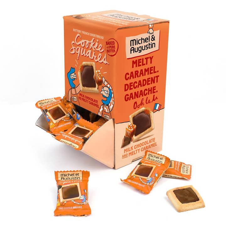 Cookie Squares Changemaker - Milk Chocolate and Melty Carmael (40 squares) for wholesale by Michel et Augustin
