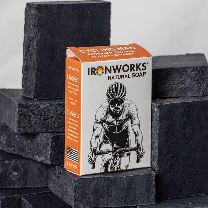 IRONWORKS Soap Company - Wholesale Bar Soap - Men's - The Cycling Man Soap – Charcoal + Peppermint Detox Bar