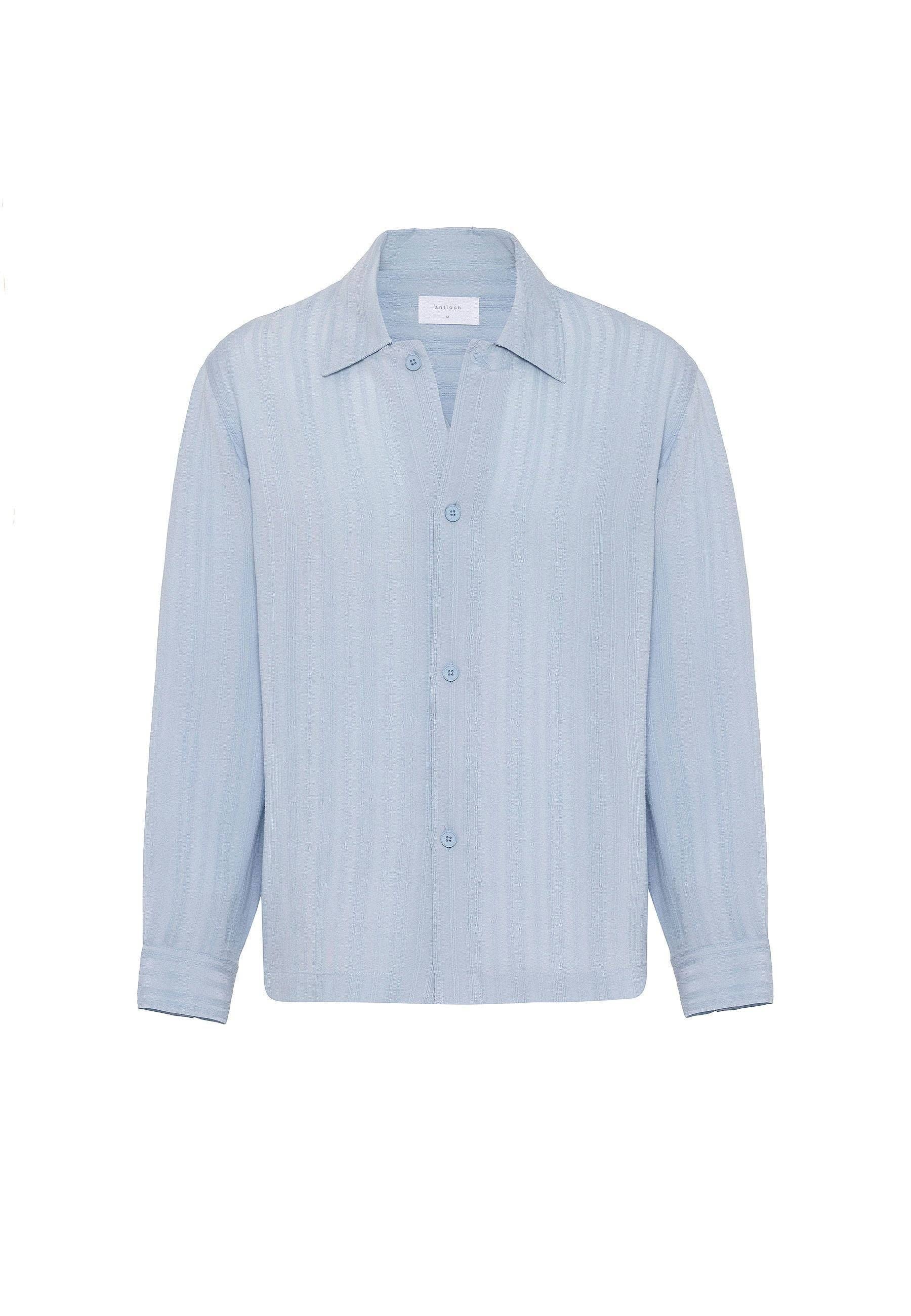 LYSEBLÅ Eclipse Oversize Stribet Kent Krave Skjorte for engroshandel på Faire