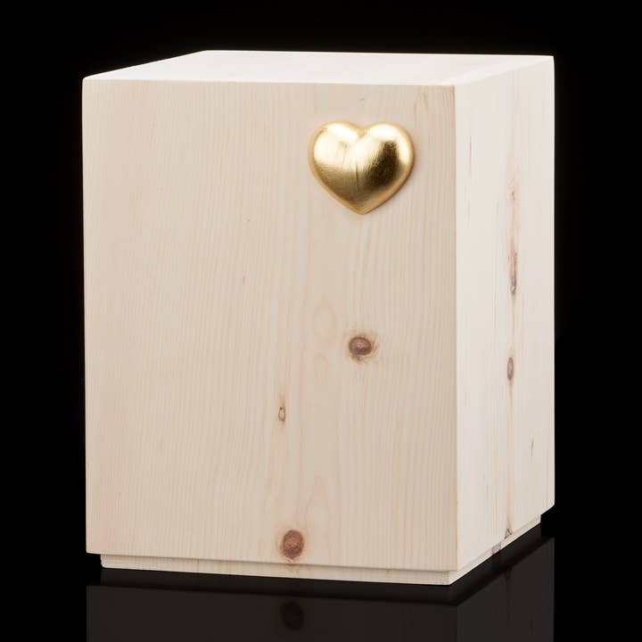 Zirbenurne - "Ruhe mit goldenem Herz" - 27x21x21 (4L) für den Großhandel von Zirbelino
