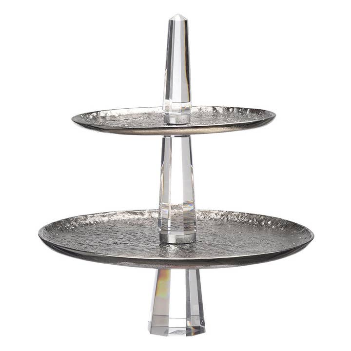 A&B Home Group Inc. - Wholesale Decorative Plate/Dish/Bowl - D13x15" Lunar Prism Tiered Stand