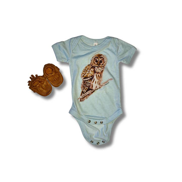 Baby Barred Owl Bodysuit for wholesale by Small Family Clothing