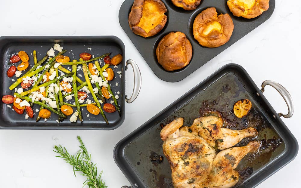 samuel groves – wholesale Baking dish – Mermaid Hard Anodised 6 Hole Yorkhire Pudding Tray2