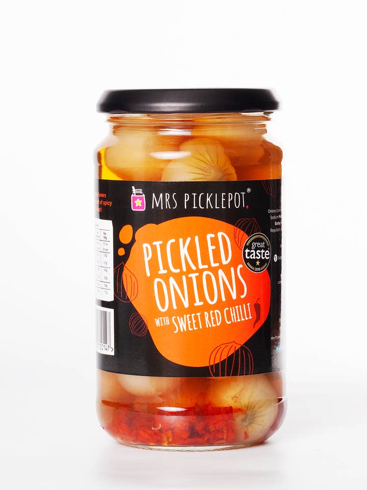 Pickled Onions with Sweet Chilli for wholesale by Mrs Picklepot