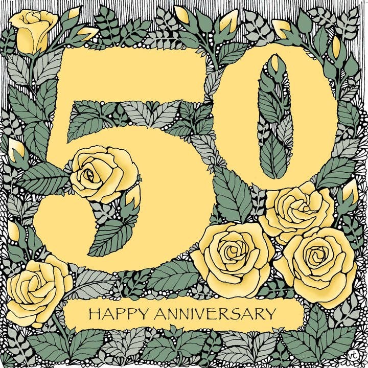 Happy 50th Anniversary Yellow Roses for wholesale by Alff a Bet Design