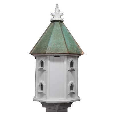 Nichoir octogonal à deux étages avec toit en cuivre à finition vert-de-gris pour la vente par A & J Designs