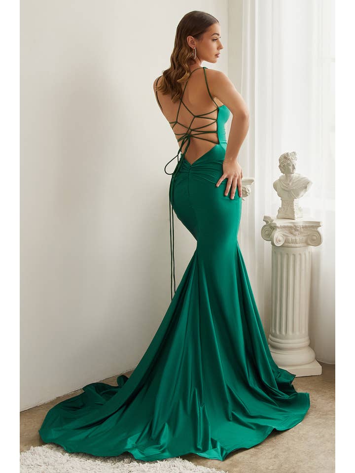 Ladivine by Cinderella Divine - Wholesale Gown - Women's - STRETCH MERMAID GOWN WITH LACE UP BACK2