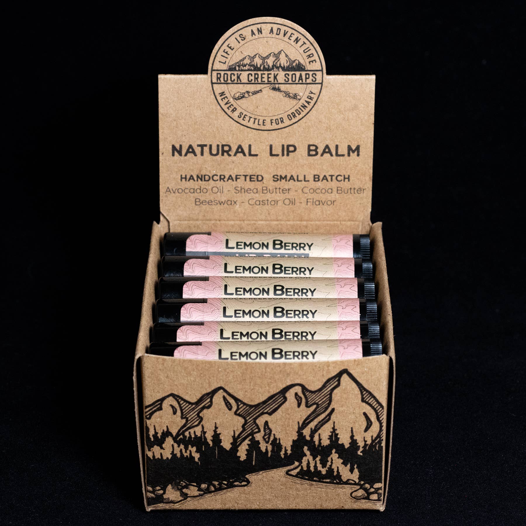 Rock Creek Soaps - Vente Baumes à lèvres - BAUME À LÈVRES | Lemon Berry - avec présentoir POP2