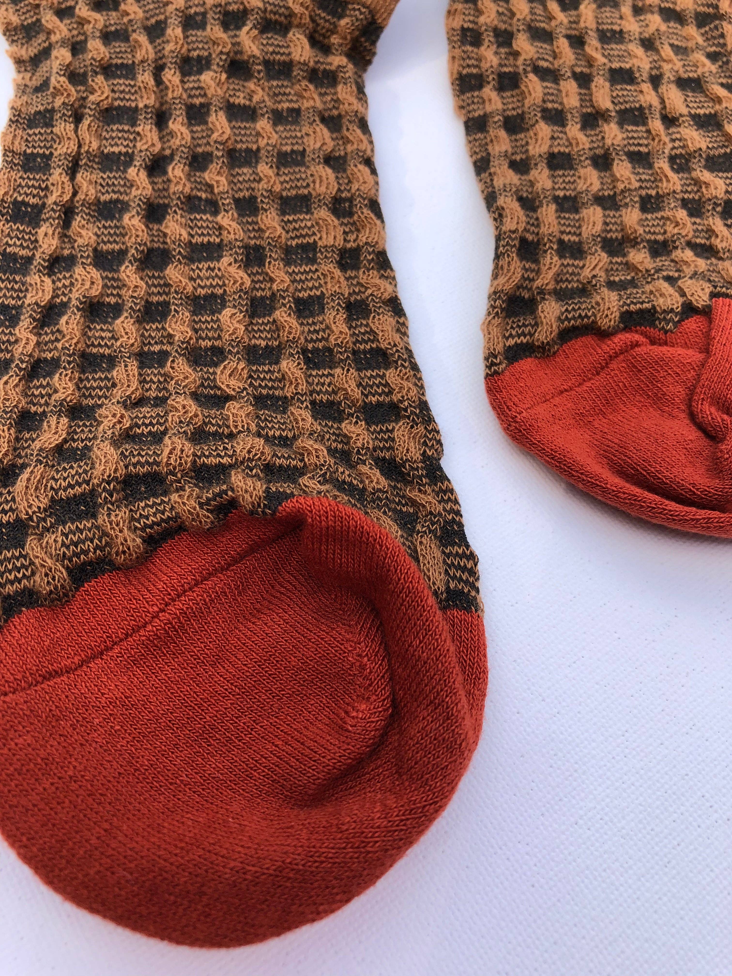 Cream Gingham våffelstrumpor - neutral för wholesale på Faire8