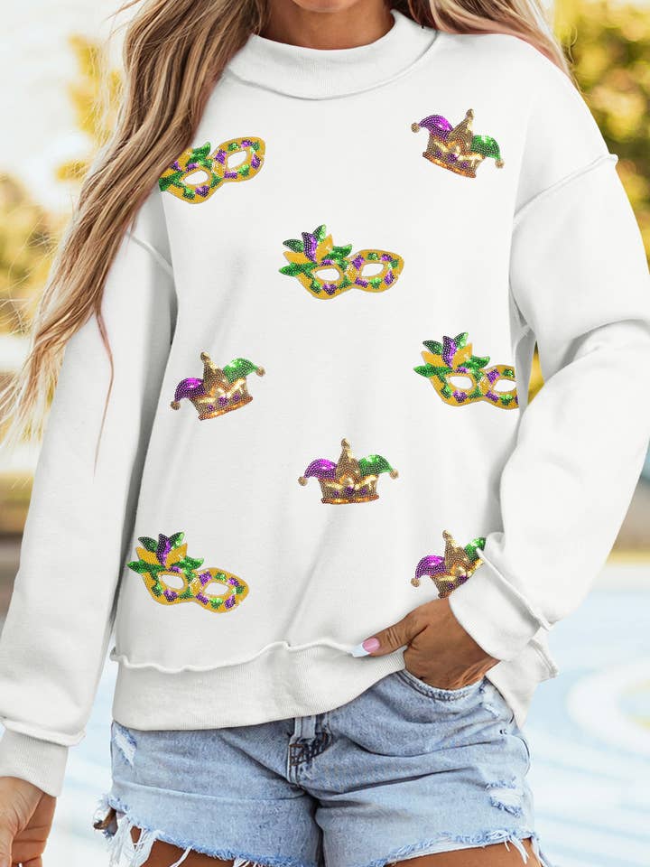 Sweat-shirt réversible à col montant à sequins LDC Mardi Gras pour la vente par Little Daisy Closet