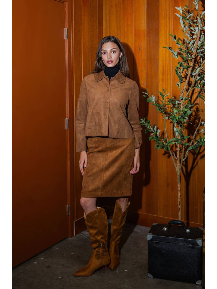 PORSHA - Wholesale Skirt - Women's - Stretch Suede Pencil Skirt7