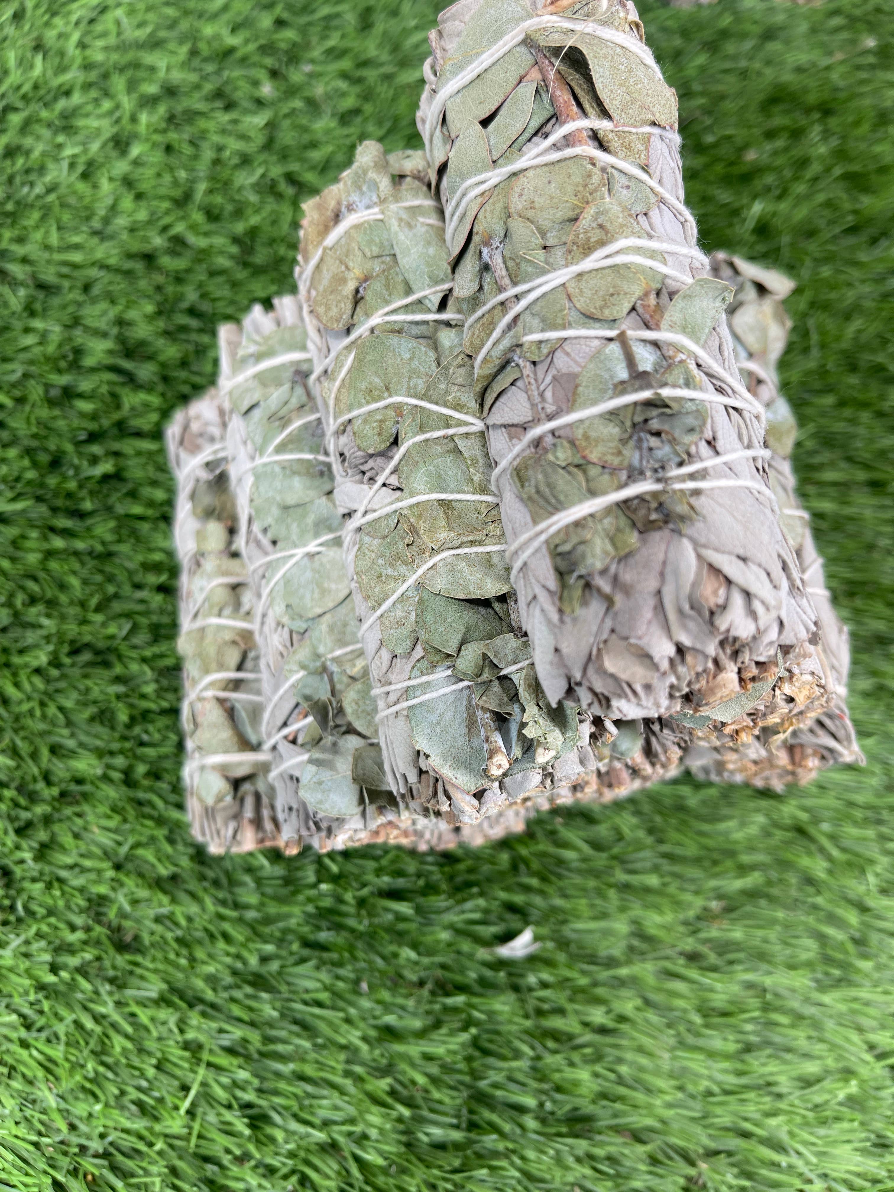 CaNatureLover - Wholesale Sage Bundle - White Sage with Eucalyptus, Hand Wrapped Thick bundles.5