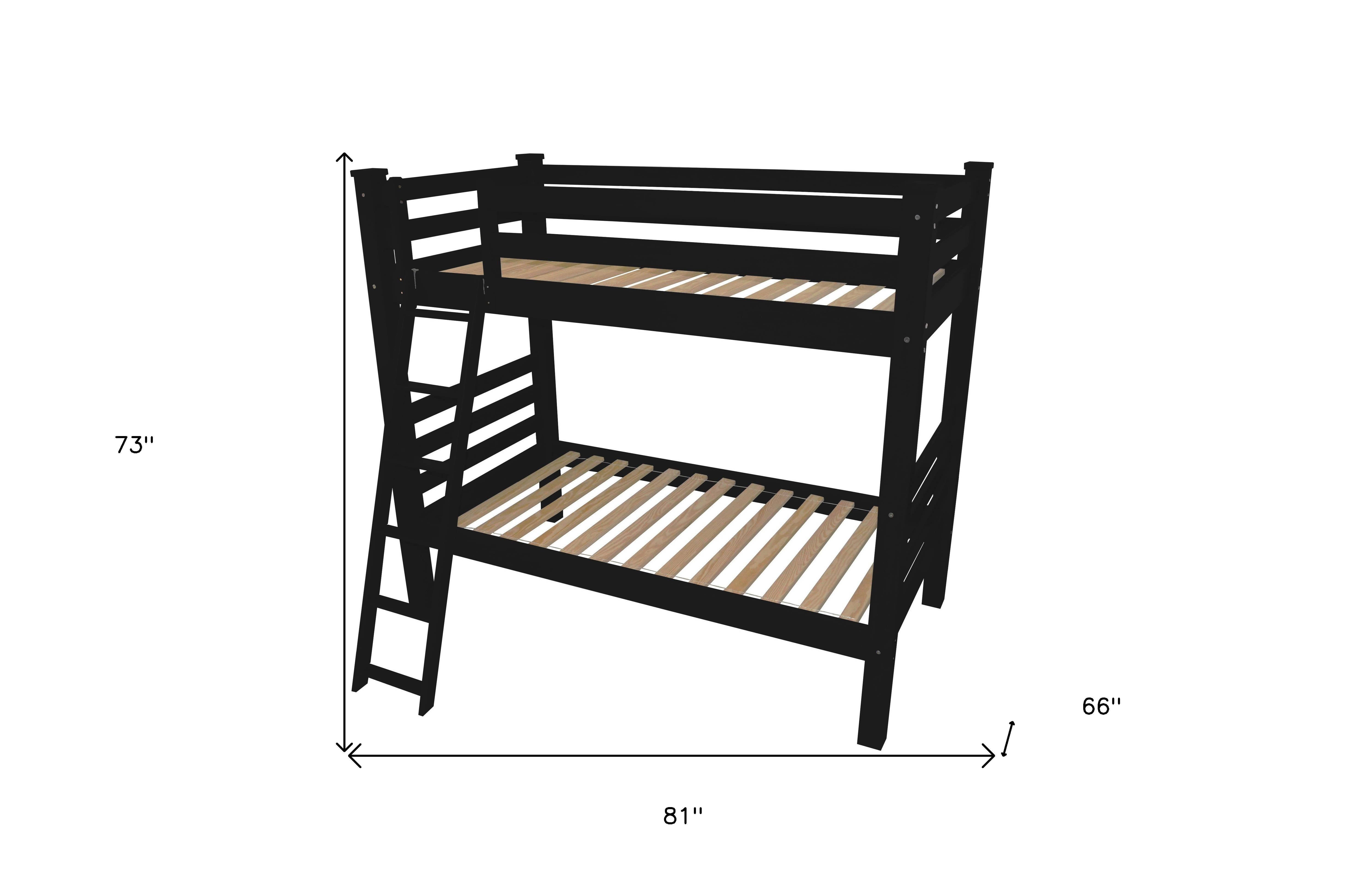 HomeRoots – wholesale Bed – Black Twin Over Twin Solid Wood Bunk Bed2
