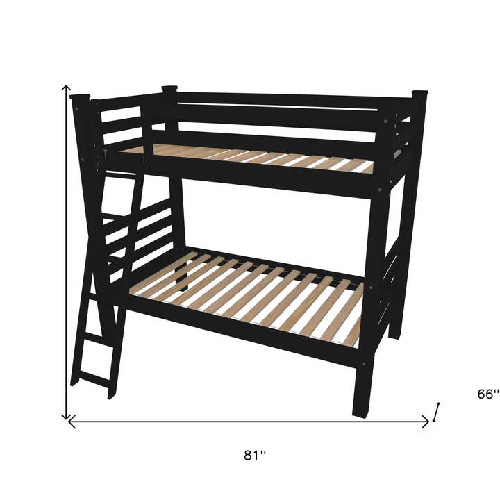 HomeRoots - Wholesale Bed - Black Twin Over Twin Solid Wood Bunk Bed2