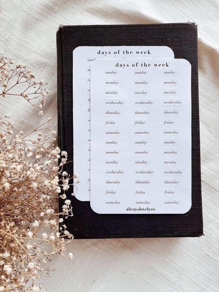 Days Of The Week Sticker Sheet for wholesale by alwayslovelyco