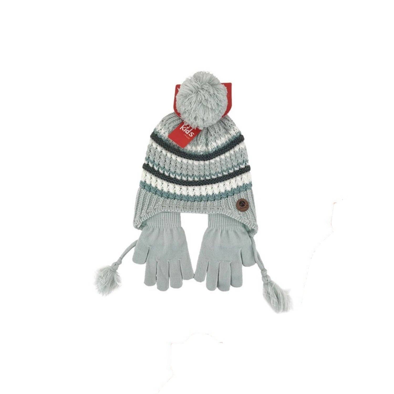 VewoTex - Wholesale Winter Accessory Set - Kids - Children's winter hat with gloves » Striped set » Children's hat with stripes and finger gloves2