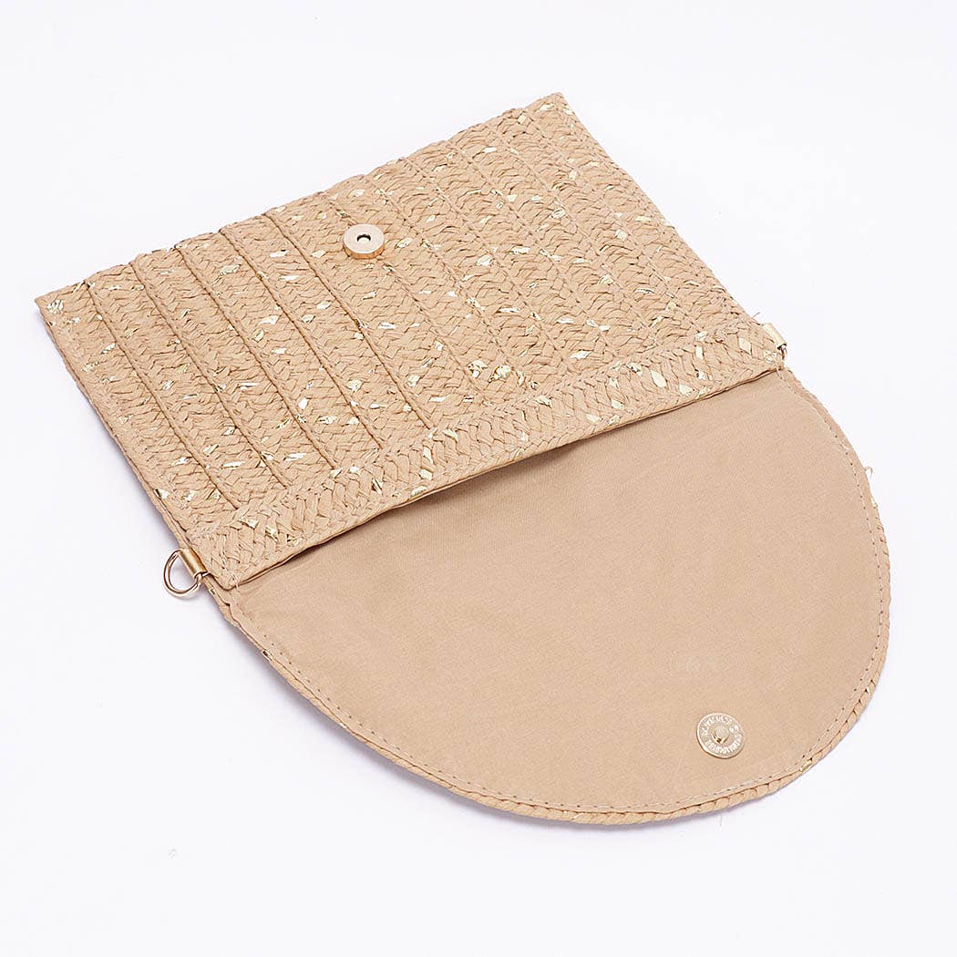 3AM BY H&D ACCESSORIES – wholesale Clutch bag – women's – Metallic Faux Straw Envelope Clutch3