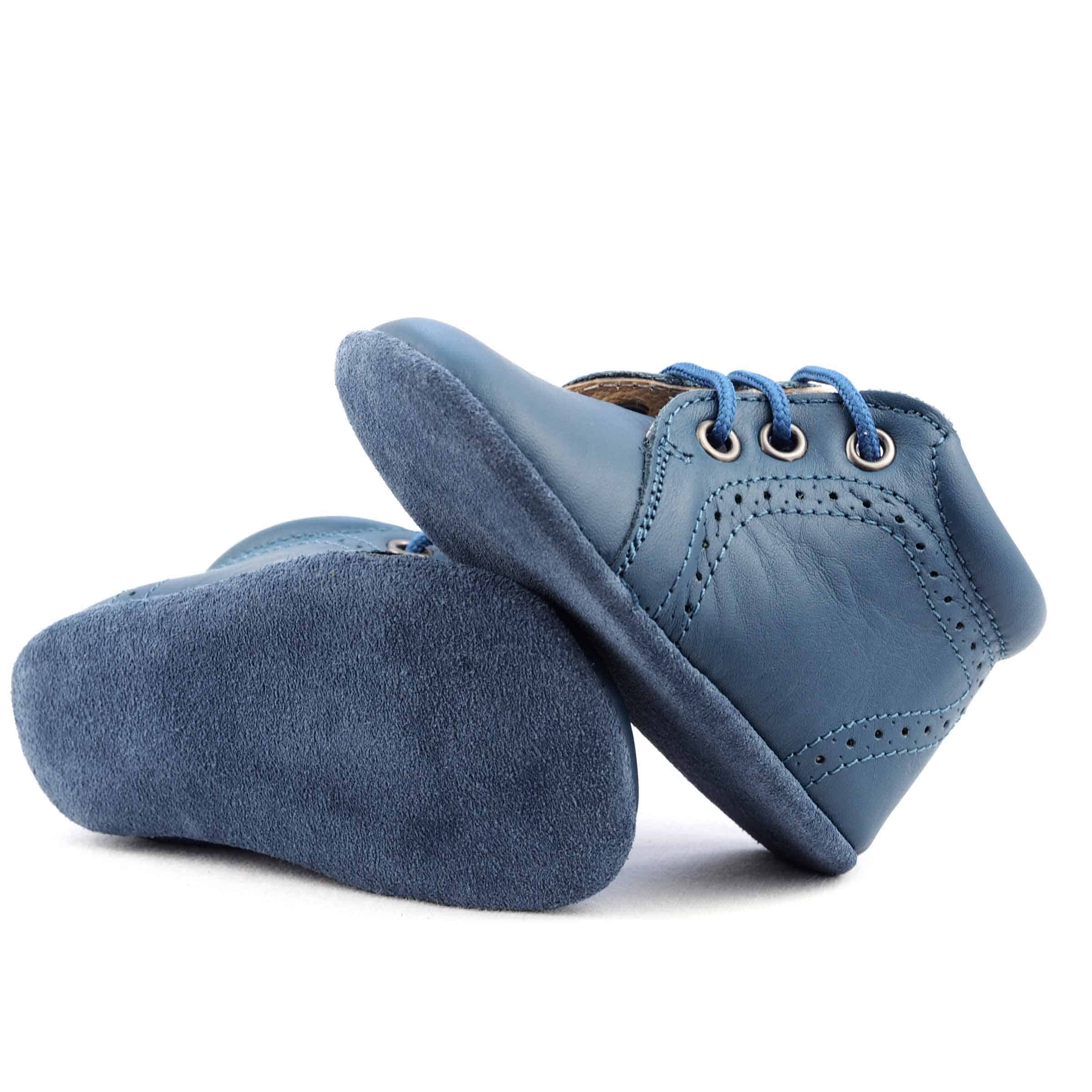 bleu Bottes pour bébé en cuir bleu en vente sur Faire2