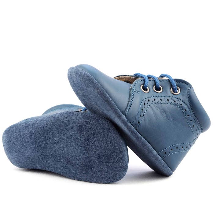 bleu Bottes pour bébé en cuir bleu en vente sur Faire2
