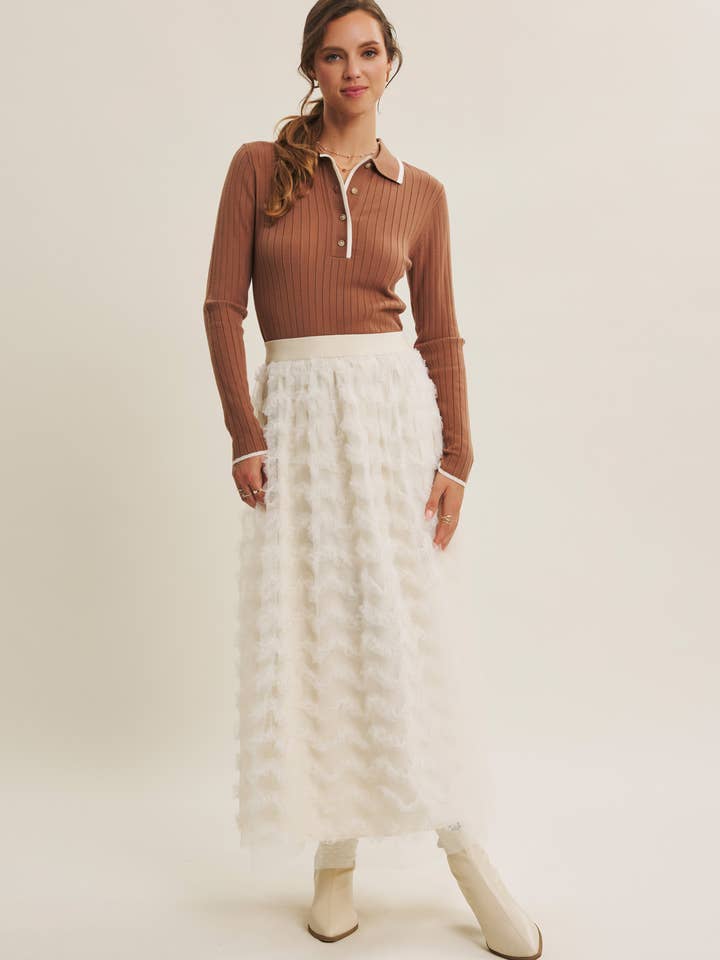 QUIETLY ELEGANT VISCOSE BLEND CONTRAST RIBBED SWEATER POLO for wholesale by in february