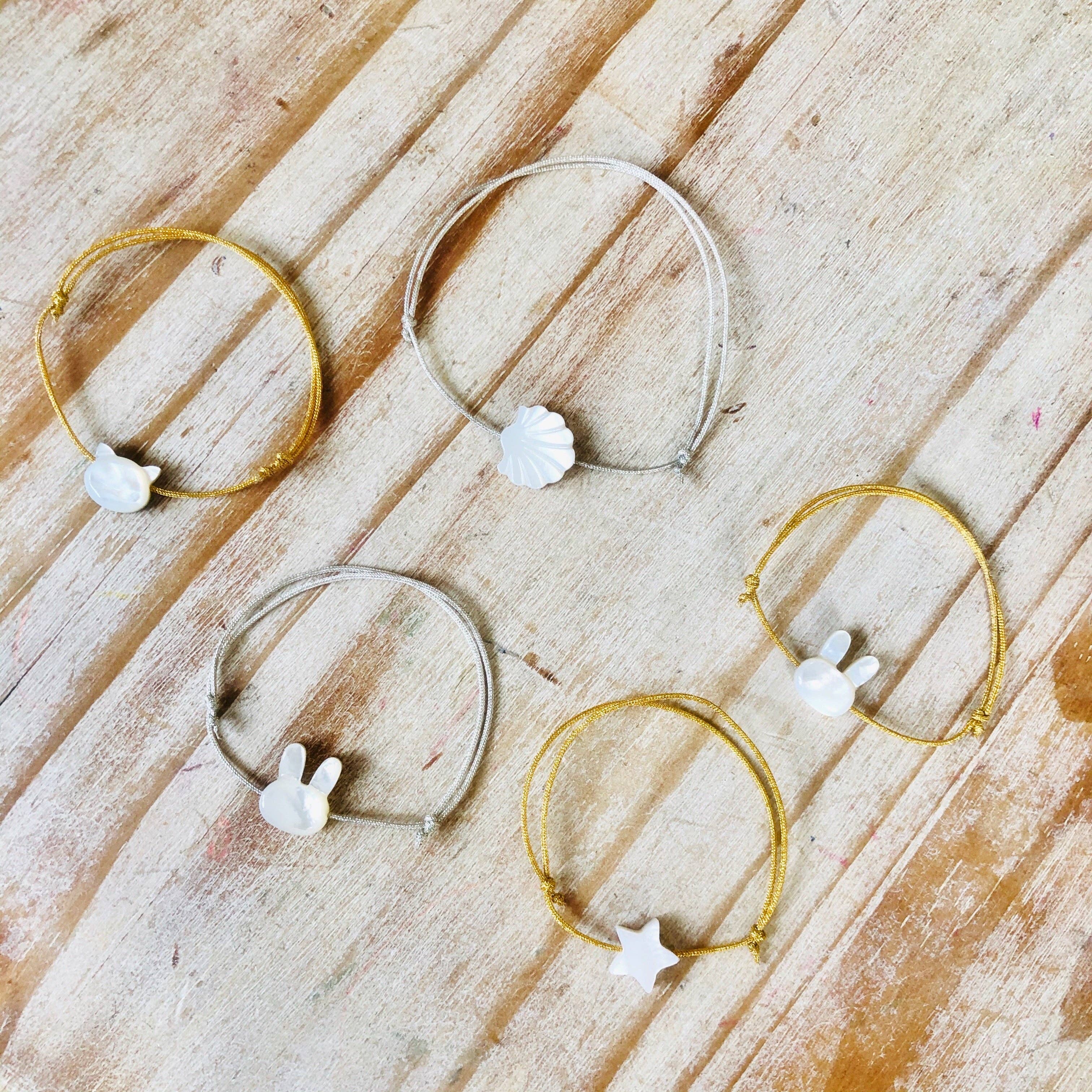 YSIE - Wholesale Beaded Bracelet - Kids - Adjustable cord bracelet for children Mother-of-Pearl Camille12